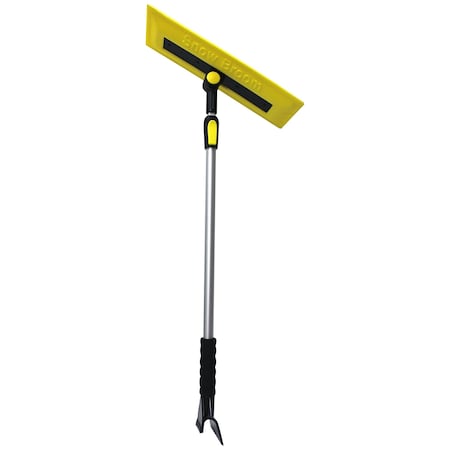 Emsco Group 52in Telescoping Snowbroom with 16in Swiveling Foam Blade Head, Dual-Head Ice Scraper 1719-1